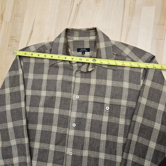 Zanella Shirt Men's MED Brown Plaid Striped Long Sleeve Button Up Made Italy M - Picture 6 of 10